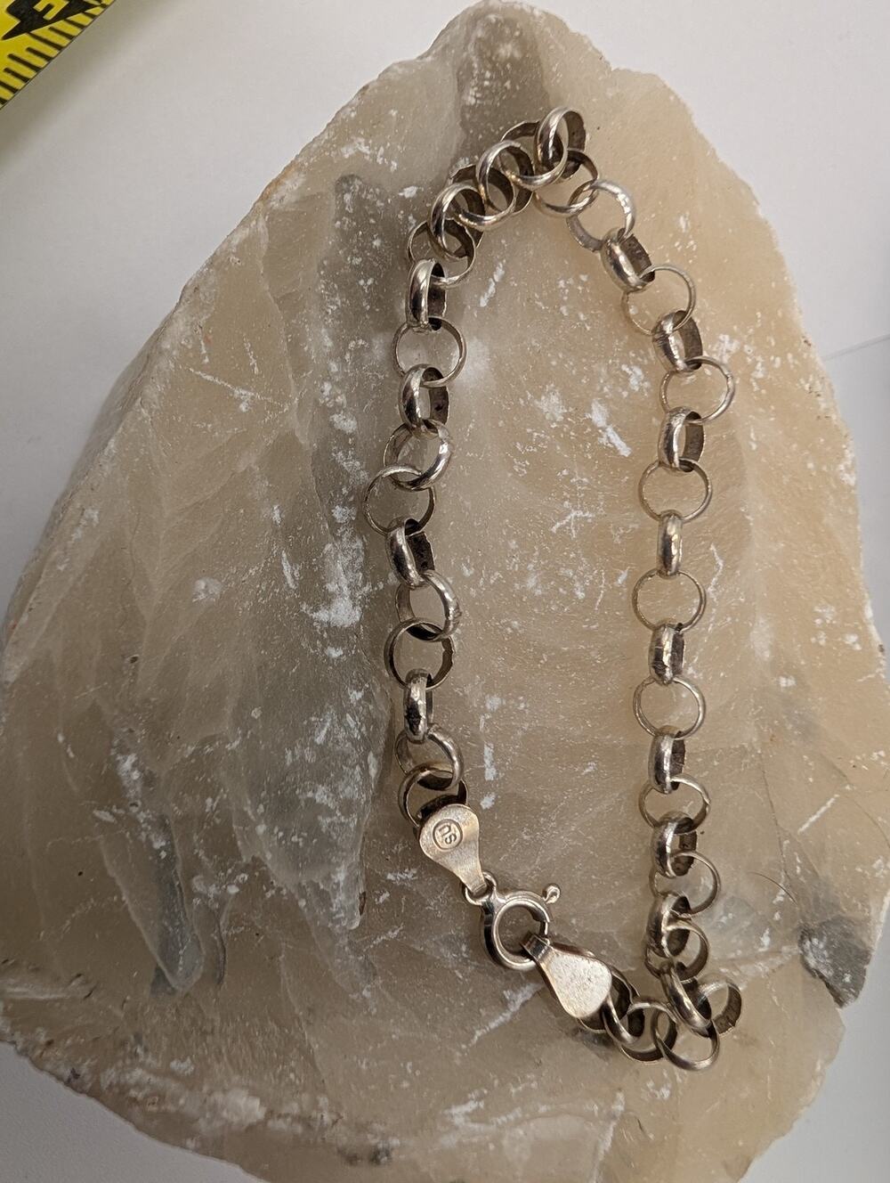 Sterling 925 Rolo Chain Bracelet Made in Italy Lobster Clasp 6.25"